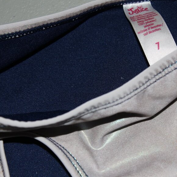 Silver & Blue 2 Pcs Justice Bikinim Swimsuit Size 7 - Picture 4 of 10